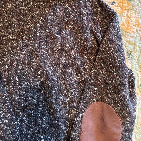 Gray Turtleneck Sweater with Brown Elbow Patches - Picture 2 of 3